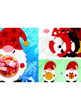 Σετ των 2 Intra απο ξύλο plywood 3mm-4mm πάχος - Gnome Candy Dome, τρισδιάστατο χριστουγεννιάτικο στολίδι Δίασταση 36x14 cm INTRAFABR-79991598