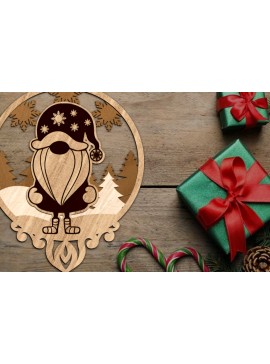 Σετ των 3 Intra απο ξύλο plywood 3mm-4mm πάχος - Χριστουγεννιάτικο στολίδι Gnome, πολυστρωματική τέχνη Δίασταση 3x4 cm INTRAFABR-83470352
