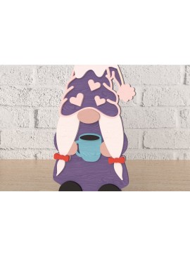 Σετ των 2 Intra απο ξύλο plywood 3mm-4mm πάχος - Διακόσμηση Gnome Coffee Lover Cut Laser Δίασταση 20x20 cm INTRAFABR-107818486