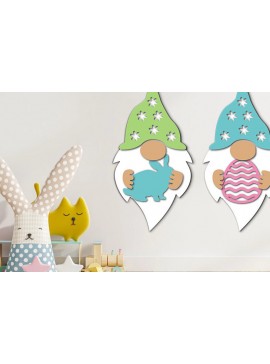 Σετ των 2 Intra απο ξύλο plywood 3mm-4mm πάχος - Πασχαλινό Gnome Laser Cut  Δίασταση 15x15 cm INTRAFABR-56160632