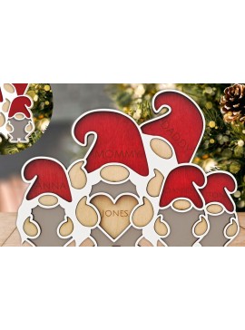 Σετ των 3 Intra απο ξύλο plywood 3mm-4mm πάχος - Οικογενειακό Χριστουγεννιάτικο Στολίδι Gnome  Δίασταση 6x6 cm INTRAFABR-82896001