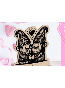 Σετ των 3 Intra απο ξύλο plywood 3mm-4mm πάχος - Κόψιμο με λέιζερ στολίδι Gnome Love Valentine Δίασταση 6x6 cm INTRAFABR-113351639