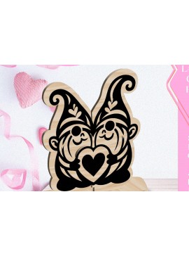 Σετ των 3 Intra απο ξύλο plywood 3mm-4mm πάχος - Κόψιμο με λέιζερ στολίδι Gnome Love Valentine Δίασταση 6x6 cm INTRAFABR-113351742