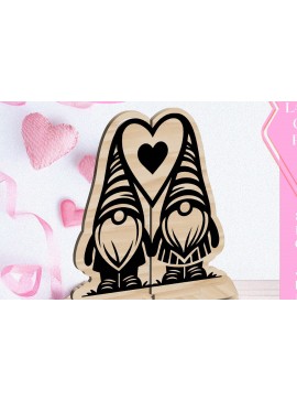 Σετ των 3 Intra απο ξύλο plywood 3mm-4mm πάχος - Κόψιμο με λέιζερ στολίδι Gnome Love Valentine Δίασταση 6x6 cm INTRAFABR-113351894