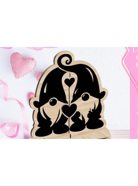 Σετ των 3 Intra απο ξύλο plywood 3mm-4mm πάχος - Κόψιμο με λέιζερ στολίδι Gnome Love Valentine Δίασταση 6x6 cm INTRAFABR-113351964