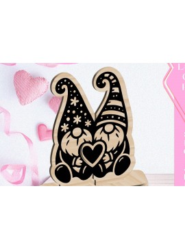 Σετ των 3 Intra απο ξύλο plywood 3mm-4mm πάχος - Κόψιμο με λέιζερ στολίδι Gnome Love Valentine Δίασταση 6x6 cm INTRAFABR-113427461