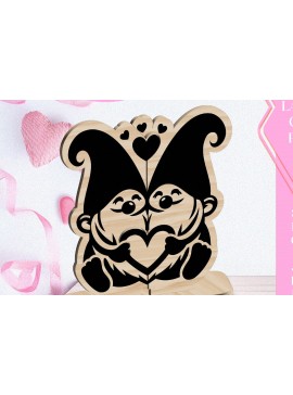 Σετ των 3 Intra απο ξύλο plywood 3mm-4mm πάχος - Κόψιμο με λέιζερ στολίδι Gnome Love Valentine Δίασταση 6x6 cm INTRAFABR-113427486