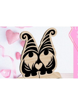 Σετ των 3 Intra απο ξύλο plywood 3mm-4mm πάχος - Κόψιμο με λέιζερ στολίδι Gnome Love Valentine Δίασταση 6x6 cm INTRAFABR-113427507