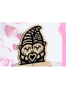 Σετ των 3 Intra απο ξύλο plywood 3mm-4mm πάχος - Κόψιμο με λέιζερ στολίδι Gnome Love Valentine Δίασταση 6x6 cm INTRAFABR-113351549