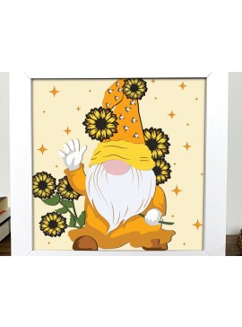 Σετ των 2 Intra απο ξύλο plywood 3mm-4mm πάχος - Gnome Sunflower Shadow Box  Δίασταση 20x20 cm INTRAFABR-85061455