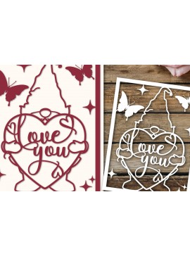 Σετ των 2 Intra απο ξύλο plywood 3mm-4mm πάχος - Gnome  Card Design, Love You  Δίασταση 20x20 cm INTRAFABR-120040677