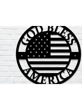 Intra απο ξύλο plywood 3mm-4mm πάχος - Ο Θεός να ευλογεί την Αμερική, πινακίδα αμερικανικής σημαίας Δίασταση 3600x3600 cm INTRAFABR-99390348