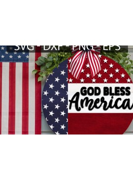 Σετ των 2 Intra απο ξύλο plywood 3mm-4mm πάχος - God Bless America Door  Δίασταση 30x20 cm INTRAFABR-117243566
