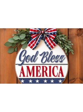 Σετ των 2 Intra απο ξύλο plywood 3mm-4mm πάχος - God Bless America Door  Δίασταση 20x20 cm INTRAFABR-118424889