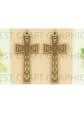 Σετ των 3 Intra απο ξύλο plywood 3mm-4mm πάχος - God is Love Earrings – Σχέδιο ξύλου Δίασταση 3x3 cm INTRAFABR-124681786