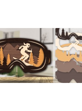Intra απο ξύλο plywood 3mm-4mm πάχος - Goggles Ski Scene Lasered Wall Art Laser Δίασταση 40x50 cm INTRAFABR-112322088