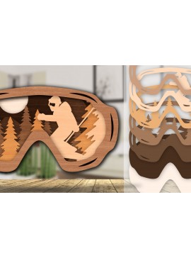 Intra απο ξύλο plywood 3mm-4mm πάχος - Goggles Ski Scene Lasered Wall Art Laser Δίασταση 40x50 cm INTRAFABR-112322127