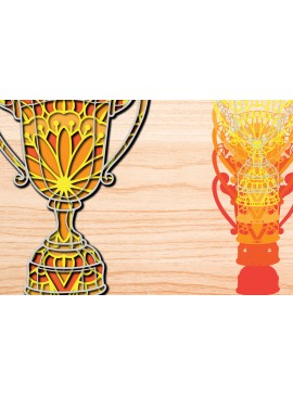 Σετ των 2 Intra απο ξύλο plywood 3mm-4mm πάχος - Gold Cup Multilayer Cut  Mandala Δίασταση 30x30 cm INTRAFABR-25424418