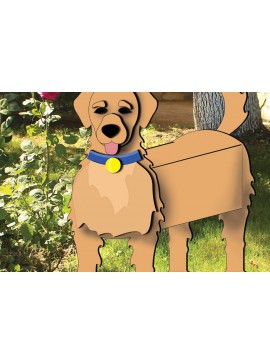 Σετ των 2 Intra απο ξύλο plywood 3mm-4mm πάχος - Θήκη γλαστρών Golden Retriever Planter Dog Δίασταση 20x20 cm INTRAFABR-103588990