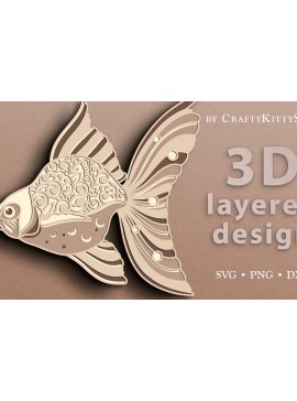 Σετ των 2 Intra απο ξύλο plywood 3mm-4mm πάχος - Χρυσόψαρο τρισδιάστατο πρότυπο κοπής με λέιζερ Δίασταση 30x20 cm INTRAFABR-14620826