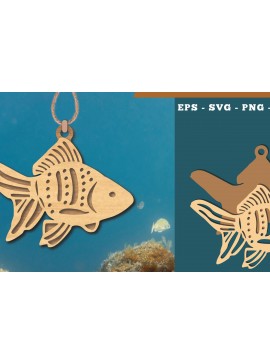 Σετ των 3 Intra απο ξύλο plywood 3mm-4mm πάχος - Στολίδι κοπής με λέιζερ χρυσόψαρο  1 Δίασταση 6x6 cm INTRAFABR-112466507