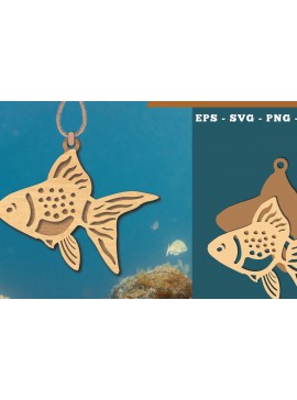 Σετ των 3 Intra απο ξύλο plywood 3mm-4mm πάχος - Στολίδι κοπής με λέιζερ χρυσόψαρο  2 Δίασταση 6x6 cm INTRAFABR-112466541