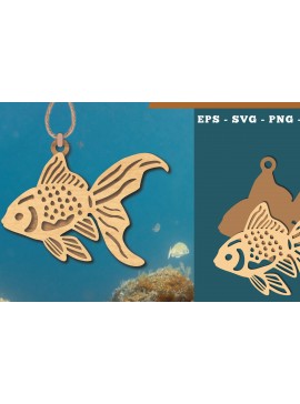 Σετ των 3 Intra απο ξύλο plywood 3mm-4mm πάχος - Στολίδι κοπής με λέιζερ χρυσόψαρο  3 Δίασταση 6x6 cm INTRAFABR-112466605