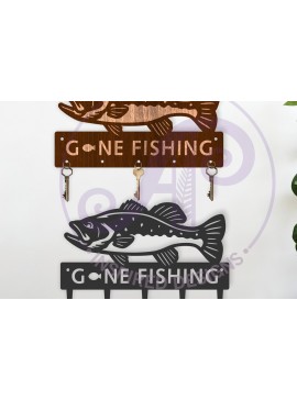 Intra απο ξύλο plywood 3mm-4mm πάχος - Gone Fishing Bass Fish Σχέδιο κλειδαριάς Δίασταση 30x20 cm INTRAFABR-119085908