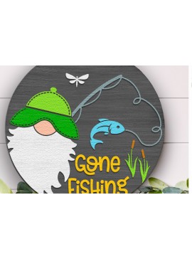 Σετ των 3 Intra απο ξύλο plywood 3mm-4mm πάχος - Gone Fishing , Summer Door Sign DXF Δίασταση 4x4 cm INTRAFABR-119613241