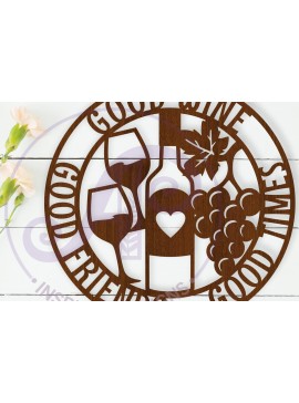 Intra απο ξύλο plywood 3mm-4mm πάχος - Καλό κρασί Καλοί φίλοι Σημάδι καλών εποχών Δίασταση 40x50 cm INTRAFABR-110148807