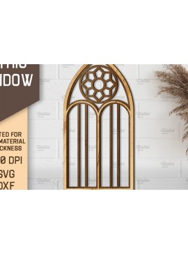 Σετ των 2 Intra απο ξύλο plywood 3mm-4mm πάχος - Γοτθικό Παράθυρο . Τοξωτό πλαίσιο παραθύρου Δίασταση 20x25 cm INTRAFABR-87121569