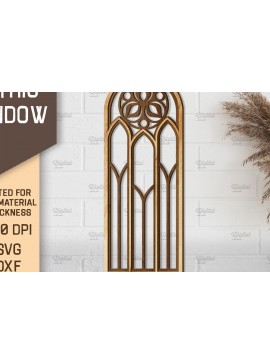 Σετ των 2 Intra απο ξύλο plywood 3mm-4mm πάχος - Γοτθικό Παράθυρο . Τοξωτό πλαίσιο παραθύρου Δίασταση 20x25 cm INTRAFABR-87121273