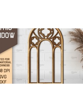 Σετ των 2 Intra απο ξύλο plywood 3mm-4mm πάχος - Γοτθικό Παράθυρο . Τοξωτό πλαίσιο παραθύρου Δίασταση 20x25 cm INTRAFABR-87121406