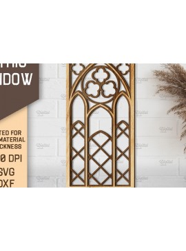 Σετ των 2 Intra απο ξύλο plywood 3mm-4mm πάχος - Γοτθικό Παράθυρο . Τοξωτό πλαίσιο παραθύρου Δίασταση 20x25 cm INTRAFABR-87121480