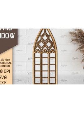 Σετ των 2 Intra απο ξύλο plywood 3mm-4mm πάχος - Γοτθικό Παράθυρο . Τοξωτό πλαίσιο παραθύρου Δίασταση 20x25 cm INTRAFABR-87121519