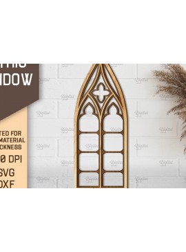 Σετ των 2 Intra απο ξύλο plywood 3mm-4mm πάχος - Γοτθικό Παράθυρο . Τοξωτό πλαίσιο παραθύρου Δίασταση 20x25 cm INTRAFABR-87121137
