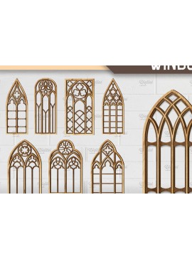 Intra απο ξύλο plywood 3mm-4mm πάχος - Πακέτο Gothic Window . Τρισδιάστατη  Δίασταση 30x20 cm INTRAFABR-87202665