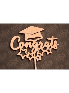 Σετ των 2 Intra απο ξύλο plywood 3mm-4mm πάχος - Αποφοίτηση Topper Cake Laser Cut | CNC Δίασταση 30x20 cm INTRAFABR-93164909