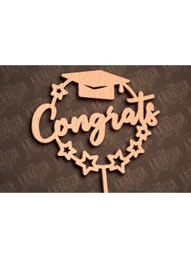 Σετ των 2 Intra απο ξύλο plywood 3mm-4mm πάχος - Αποφοίτηση Topper Cake Laser Cut | CNC Δίασταση 30x20 cm INTRAFABR-93165039