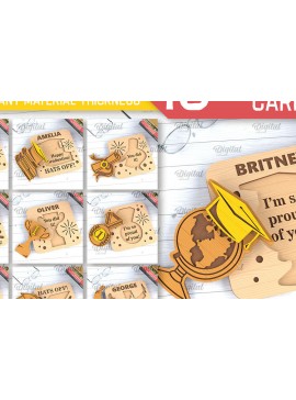 Σετ των 2 Intra απο ξύλο plywood 3mm-4mm πάχος - Κάρτες αποφοίτησης Πακέτο κοπής με λέιζερ Δίασταση 30x20 cm INTRAFABR-94769017