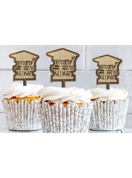 Σετ των 3 Intra απο ξύλο plywood 3mm-4mm πάχος - Αποφοίτηση Cup Cake Toppers Δίασταση 4x4 cm INTRAFABR-118761027