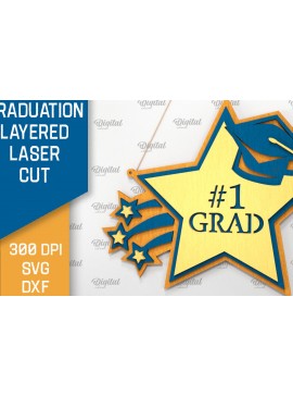 Σετ των 2 Intra απο ξύλο plywood 3mm-4mm πάχος - Αποφοίτηση Διακόσμηση Layered Laser cut Δίασταση 30x20 cm INTRAFABR-95506231