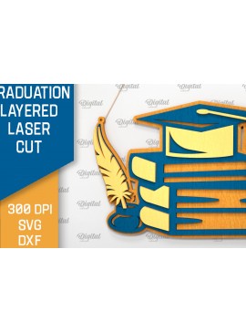 Σετ των 2 Intra απο ξύλο plywood 3mm-4mm πάχος - Αποφοίτηση Διακόσμηση Layered Laser cut Δίασταση 30x20 cm INTRAFABR-95506271