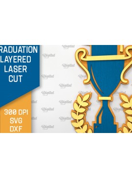 Σετ των 2 Intra απο ξύλο plywood 3mm-4mm πάχος - Αποφοίτηση Διακόσμηση Layered Laser cut Δίασταση 30x20 cm INTRAFABR-95506438