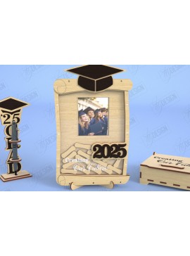 Σετ των 2 Intra απο ξύλο plywood 3mm-4mm πάχος - Βιβλίο επισκεπτών αποφοίτησης | Grad 2025 | CNC Δίασταση 20x20 cm INTRAFABR-118951473