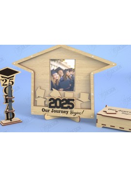 Σετ των 2 Intra απο ξύλο plywood 3mm-4mm πάχος - Βιβλίο επισκεπτών αποφοίτησης | Grad 2025 | CNC Δίασταση 20x20 cm INTRAFABR-118951468