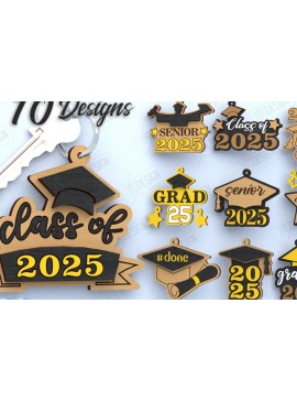 Σετ των 3 Intra απο ξύλο plywood 3mm-4mm πάχος - Πακέτο μπρελόκ αποφοίτησης | Grad 2025 Δίασταση 4x4 cm INTRAFABR-119066319