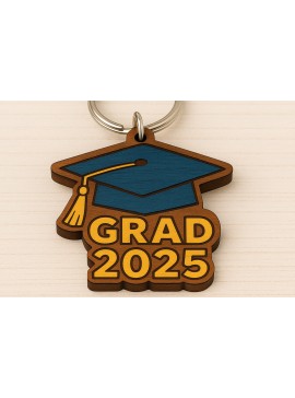 Σετ των 3 Intra απο ξύλο plywood 3mm-4mm πάχος - Graduation Keychain  2025 Δίασταση 4x4 cm INTRAFABR-120897520