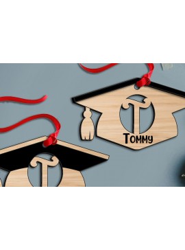 Σετ των 3 Intra απο ξύλο plywood 3mm-4mm πάχος - Στολίδι γράμματος Τ αποφοίτησης με λέιζερ Δίασταση 6x6 cm INTRAFABR-116038279