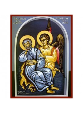 Εικόνα Ορθοδοξίας με περίγραμμα χρυσό σε ξύλο Φλαμουρίας  με  βάση Εικόνα ΑΓΙΟΣ ΑΠΟΣΤΟΛΟΣ ΠΕΤΡΟΣ ΛΥΤΡΟΥΜΕΝΟΣ ΥΠΟ ΤΟΥ ΑΓΓΕΛΟΥ ΕΝ ΤΗ ΦΥΛΑΚΗ Χειροποίητη Ελληνορθόδοξη εικόνα του Ιησού Χριστού, Κρεμαστή πλάκα βυζαντινής τέχνης, χριστιανική τέχνη Διάσταση 40x3